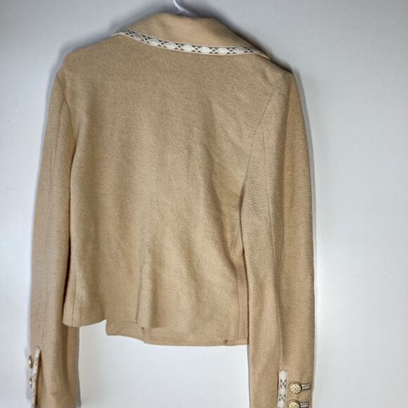 St. John Collection Beige Gold Button Cardigan Jacket Size 10 Elegant Knit - Picture 3 of 16